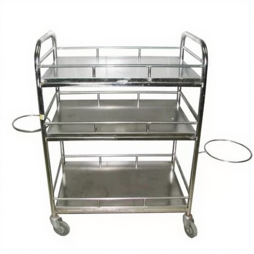 Xe tiêm 3 tầng có vành cài xô (xe đẩy y tế)